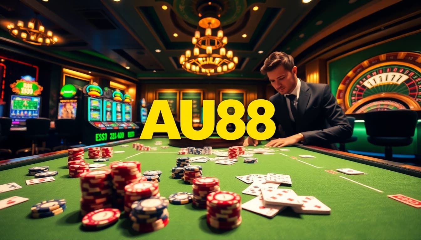 Experience the excitement of gaming with Link AU88 through a luxurious casino setting filled with action.
