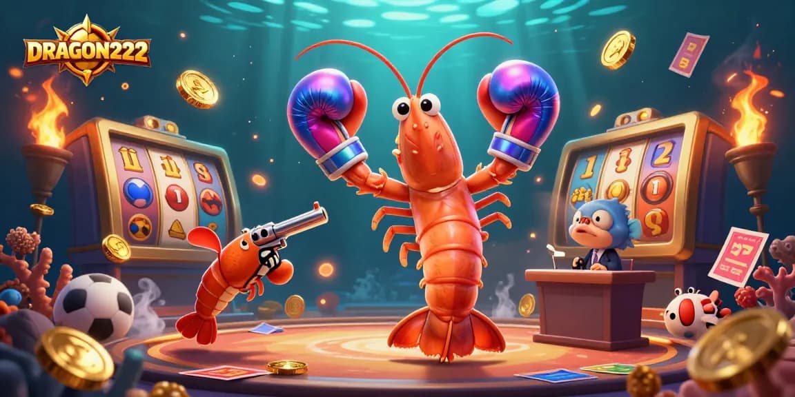 Experience thrilling slots on DRAGON222 with vibrant underwater characters and dynamic casino action.