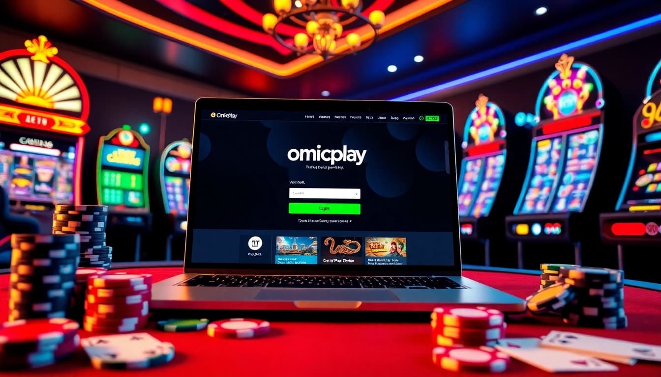 Experience easy onicplay login with vibrant casino visuals, inviting players to engage with thrilling slot games.