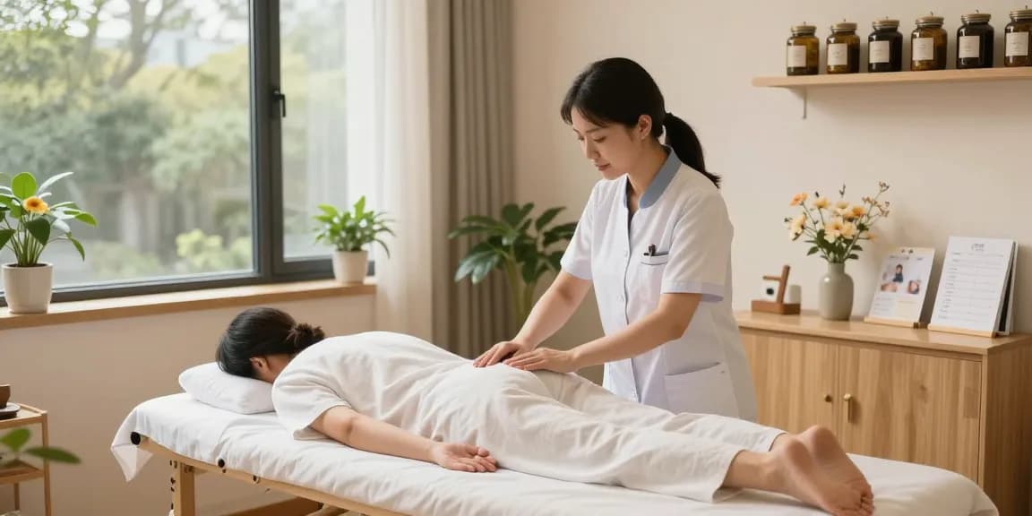 Healing treatment at 영통한의원 in a serene wellness clinic environment.