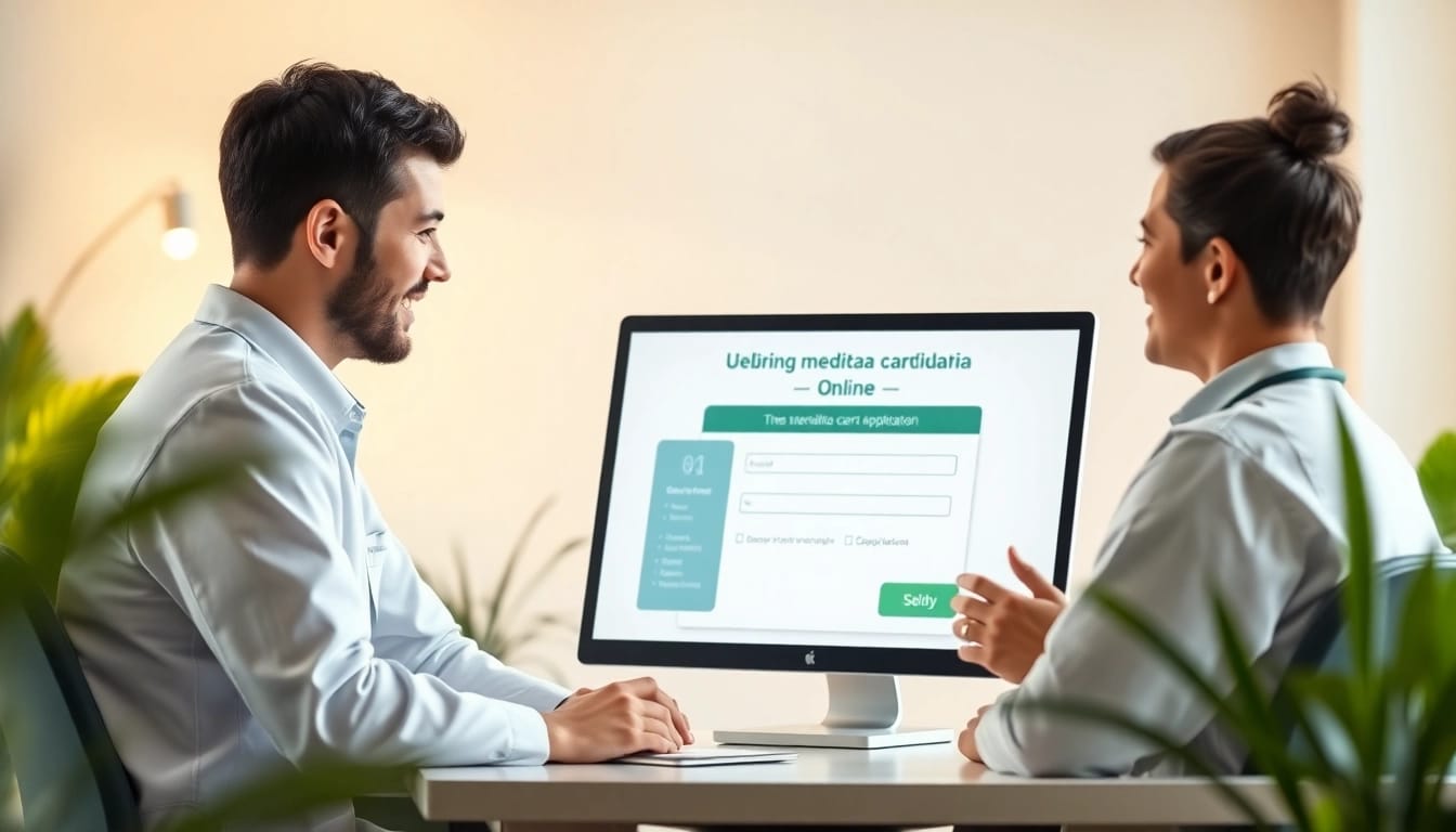 Engage with a doctor about Medical marijuana card online applications in a welcoming office.