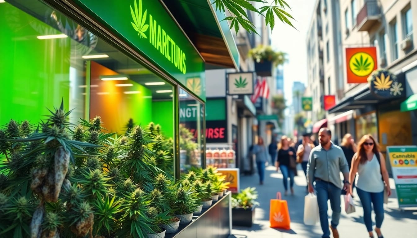 Find out where can you buy weed with appealing storefront showcasing cannabis products.