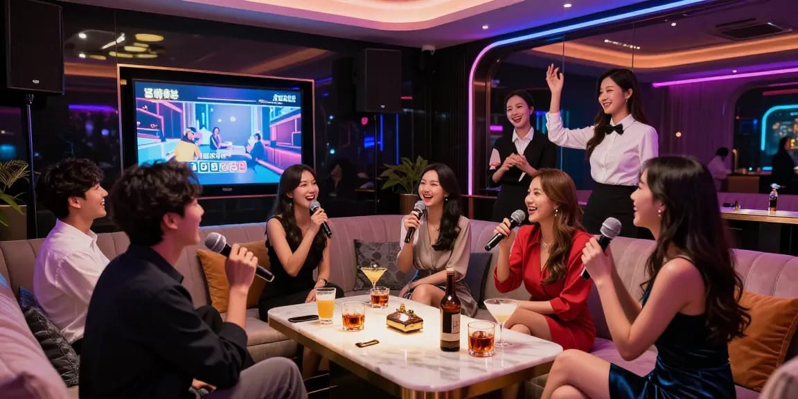 Experience the lively atmosphere of 강남가라오케 with friends in a private luxury room.