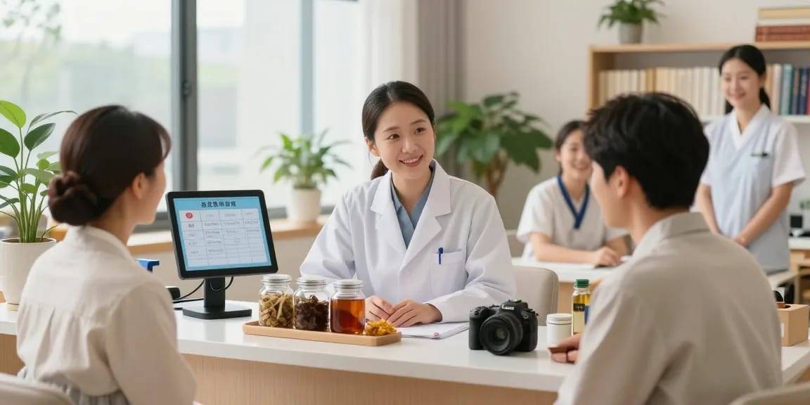 Comforting atmosphere at 수원한의원 with practitioner assisting patient.