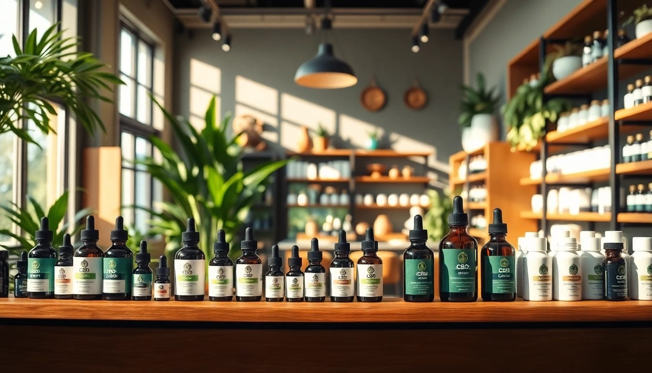 CSCs innovative CBD products showcased in a warm, inviting shop environment.
