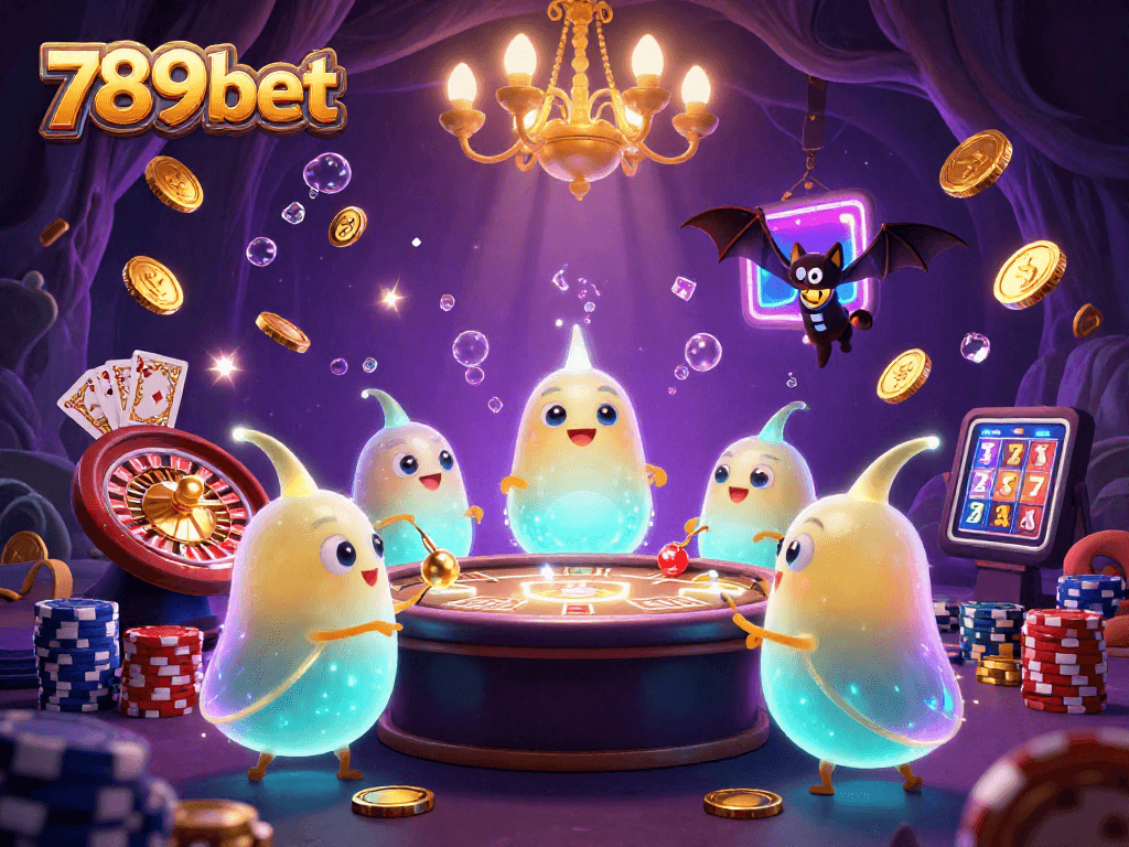 Engage with thrilling gambling at 789bet, illuminated by glowworms in a vibrant casino scene.