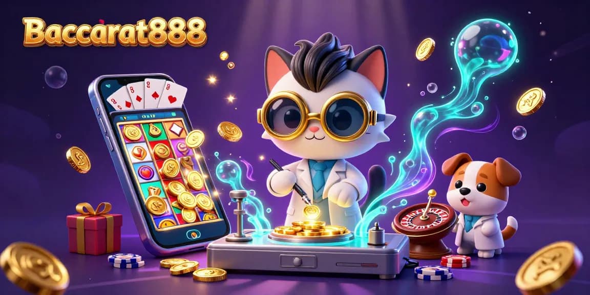 Engage in Baccarat888 excitement with the mad scientist cat and dog in an innovative casino scene.