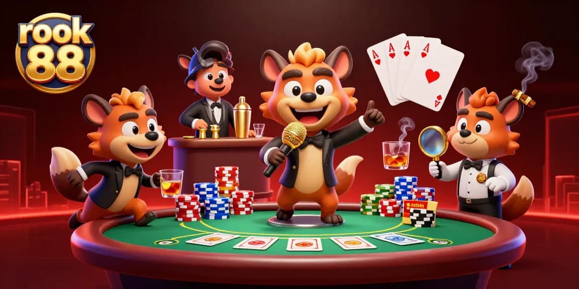 Engage with rokok 88 in a vibrant casino scene featuring hyenas and poker excitement.