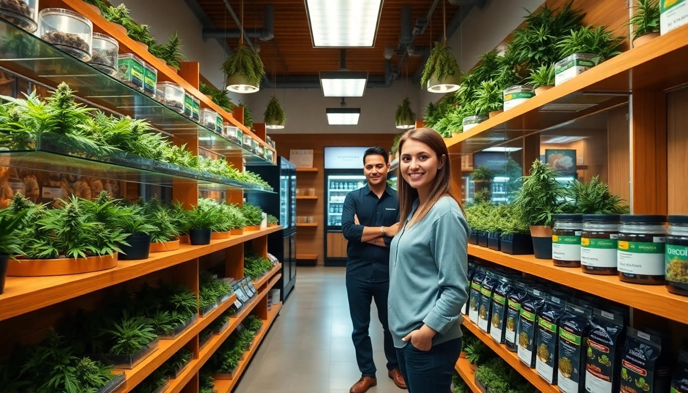Shop at a welcoming weed store with a friendly staff and diverse cannabis options.