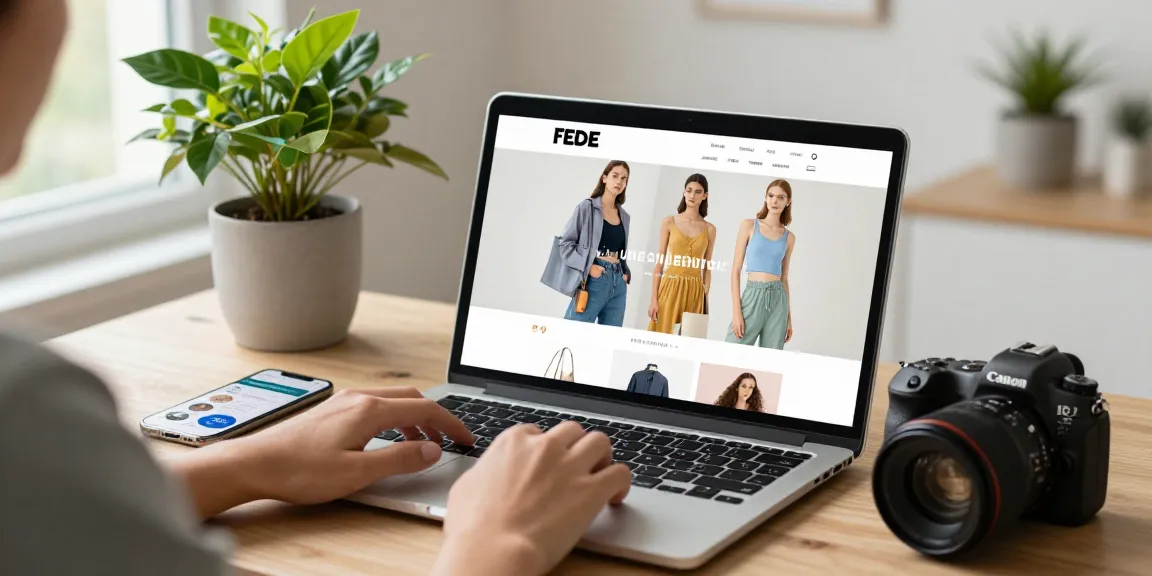 Engaging online shopping experience at https://shs-dome5.com/ with trendy apparel on a laptop.