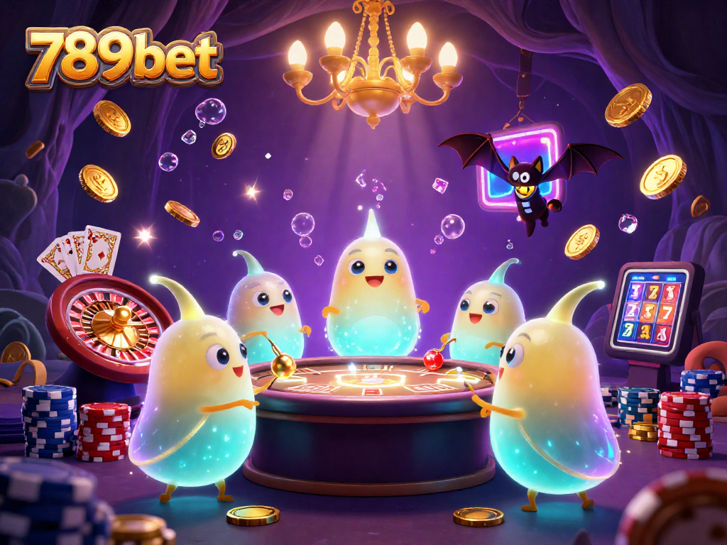 Engage with thrilling gambling at 789bet, illuminated by glowworms in a vibrant casino scene.