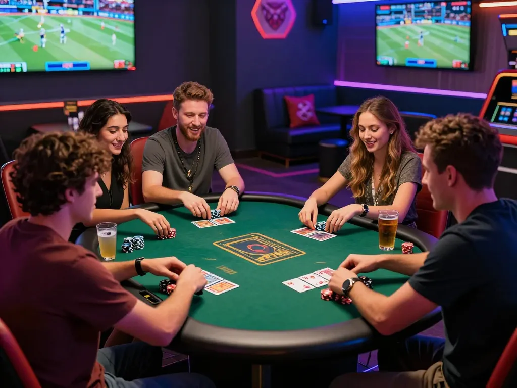 Social gaming scene at https://8kbetcom.club/ showcasing friends enjoying a vibrant card game.