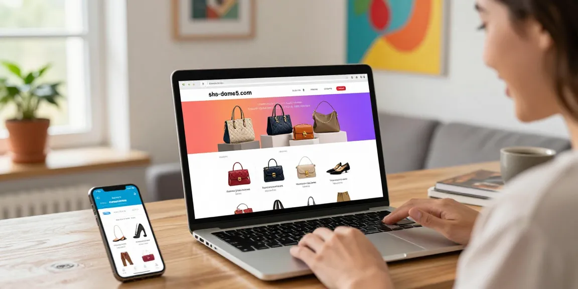 Shopping online at shs-dome5.com, featuring stylish replica fashion products in a cozy environment.