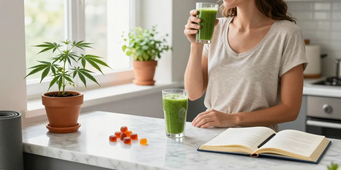 Best CBD Gummies in a fresh wellness scene, featuring gummies, CBD oil, and hemp plant for natural health.