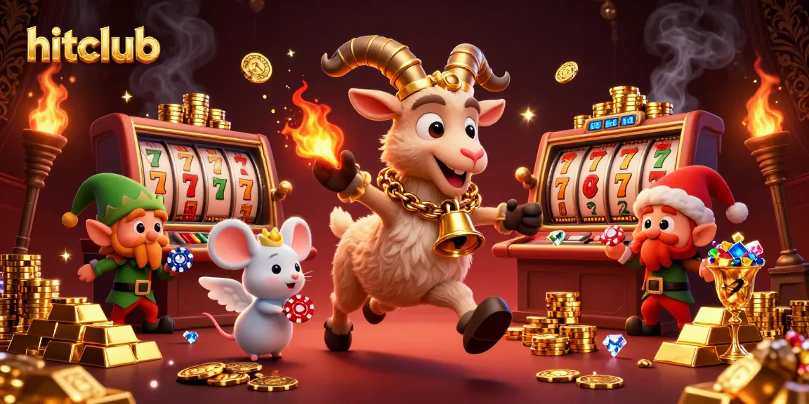 Enjoy the thrilling action at hitclub with Krampus, angel mouse, and elf gremlins in a festive casino scene.
