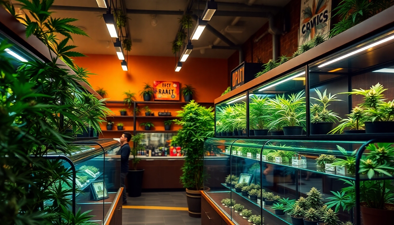 Find out where can you buy weed with a vibrant cannabis dispensary showcasing various products.