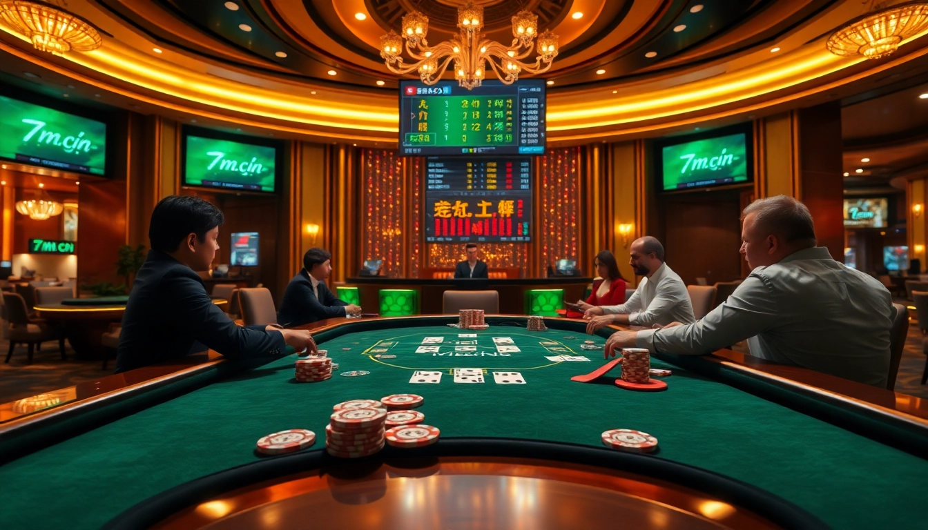 Engage in high-stakes poker with live odds on 7m cn in a luxurious casino setting.