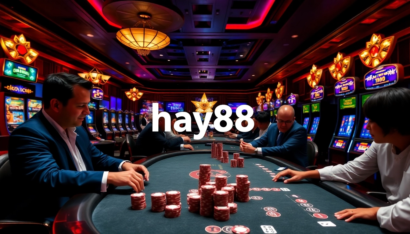 Experience high-stakes poker and luxury gaming at hay88 with vibrant casino ambiance.