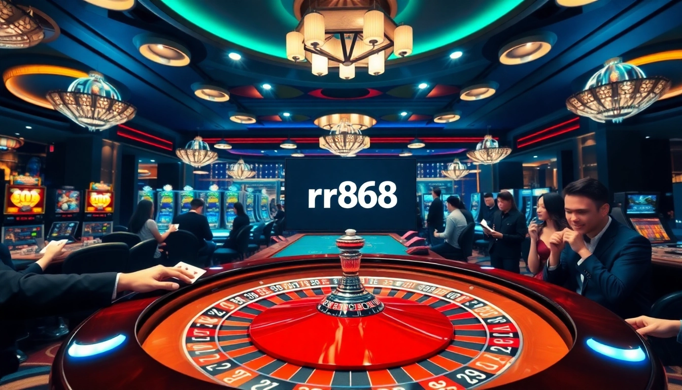 Experience the thrill of betting at RR888 casino with vibrant tables and eager players.