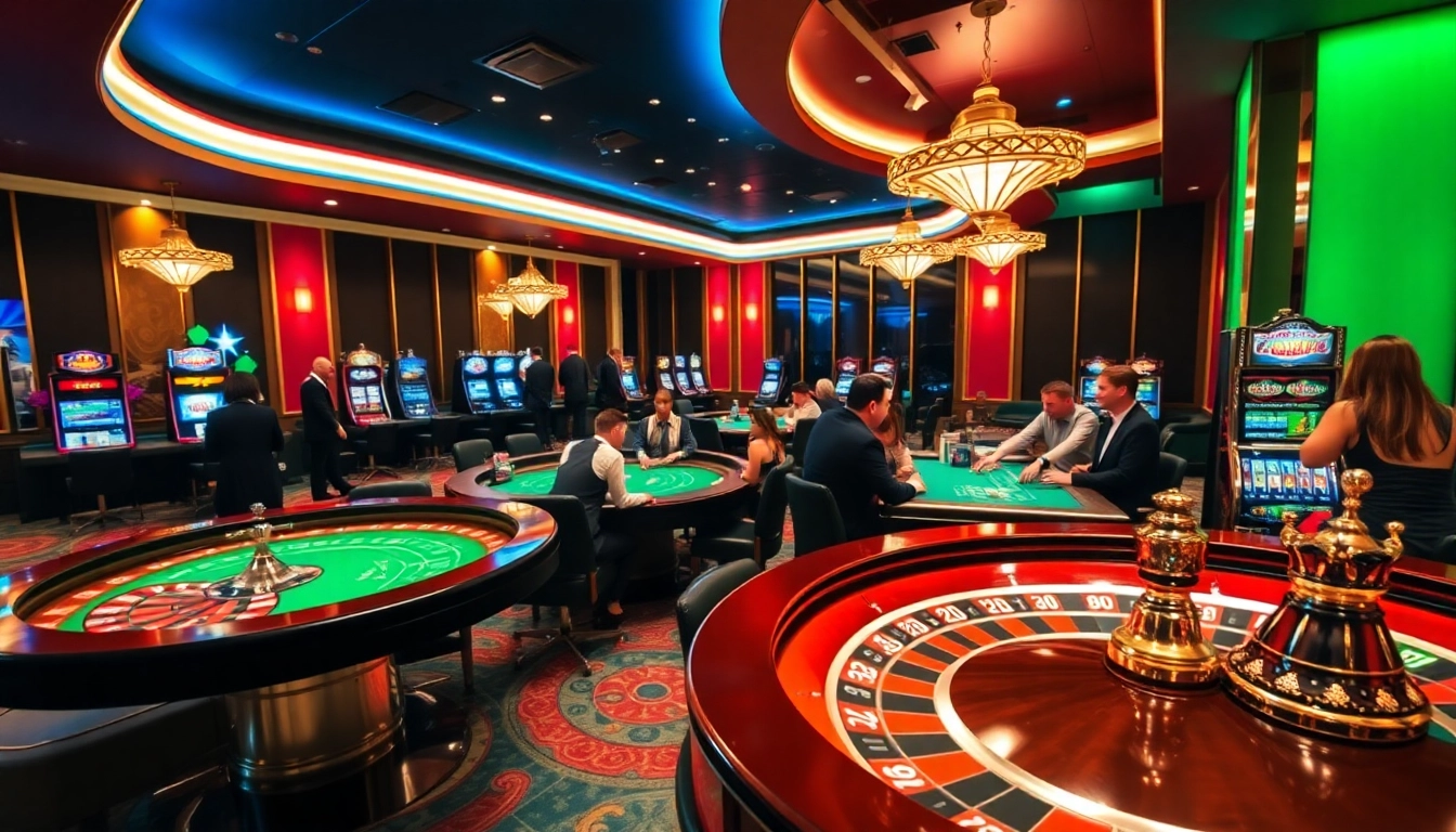 Gambling excitement with players enjoying diverse games at OK365 casino.