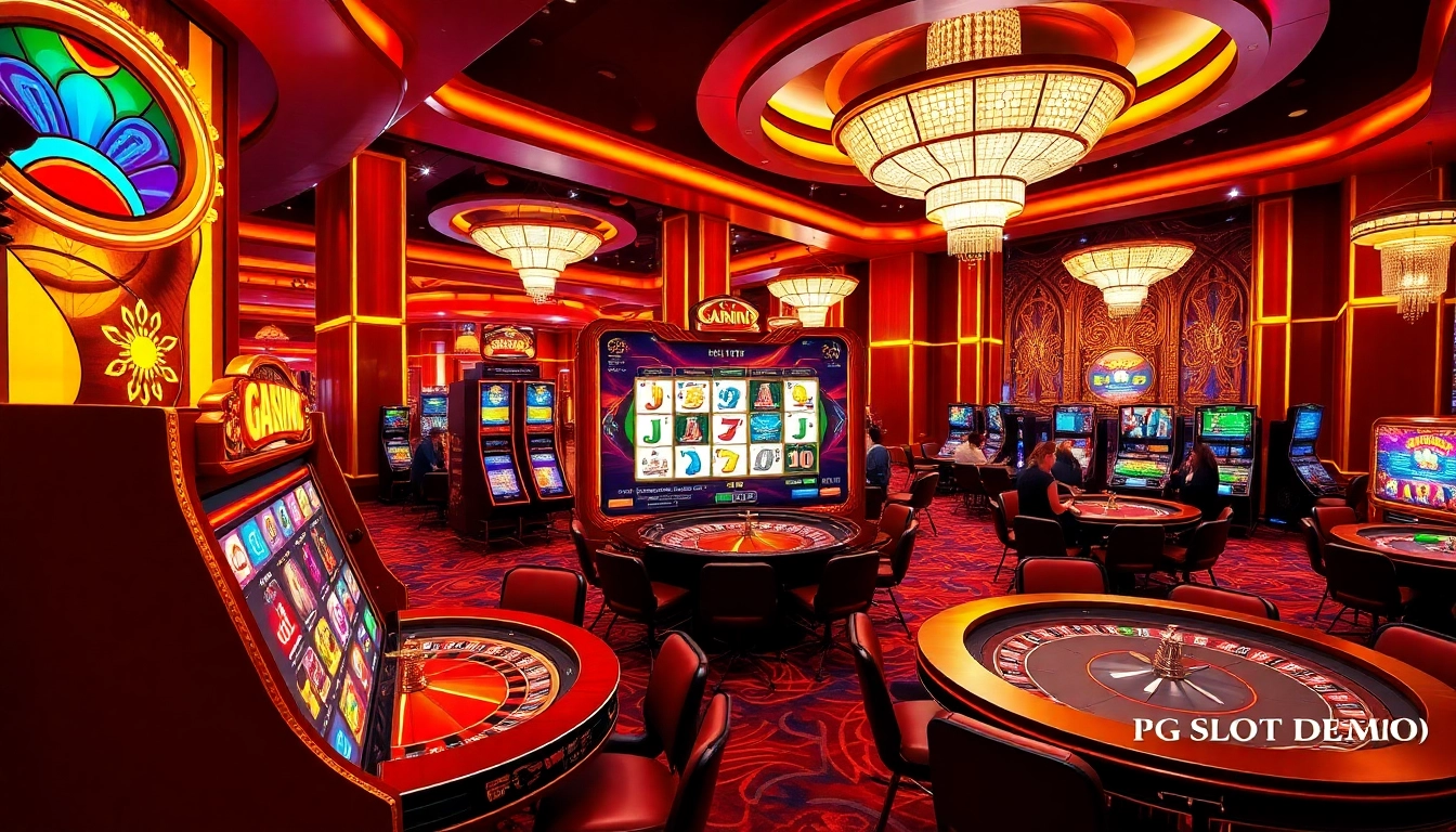 Experience thrilling gameplay with pg slot demo on a luxurious casino interface featuring vibrant slot machines.