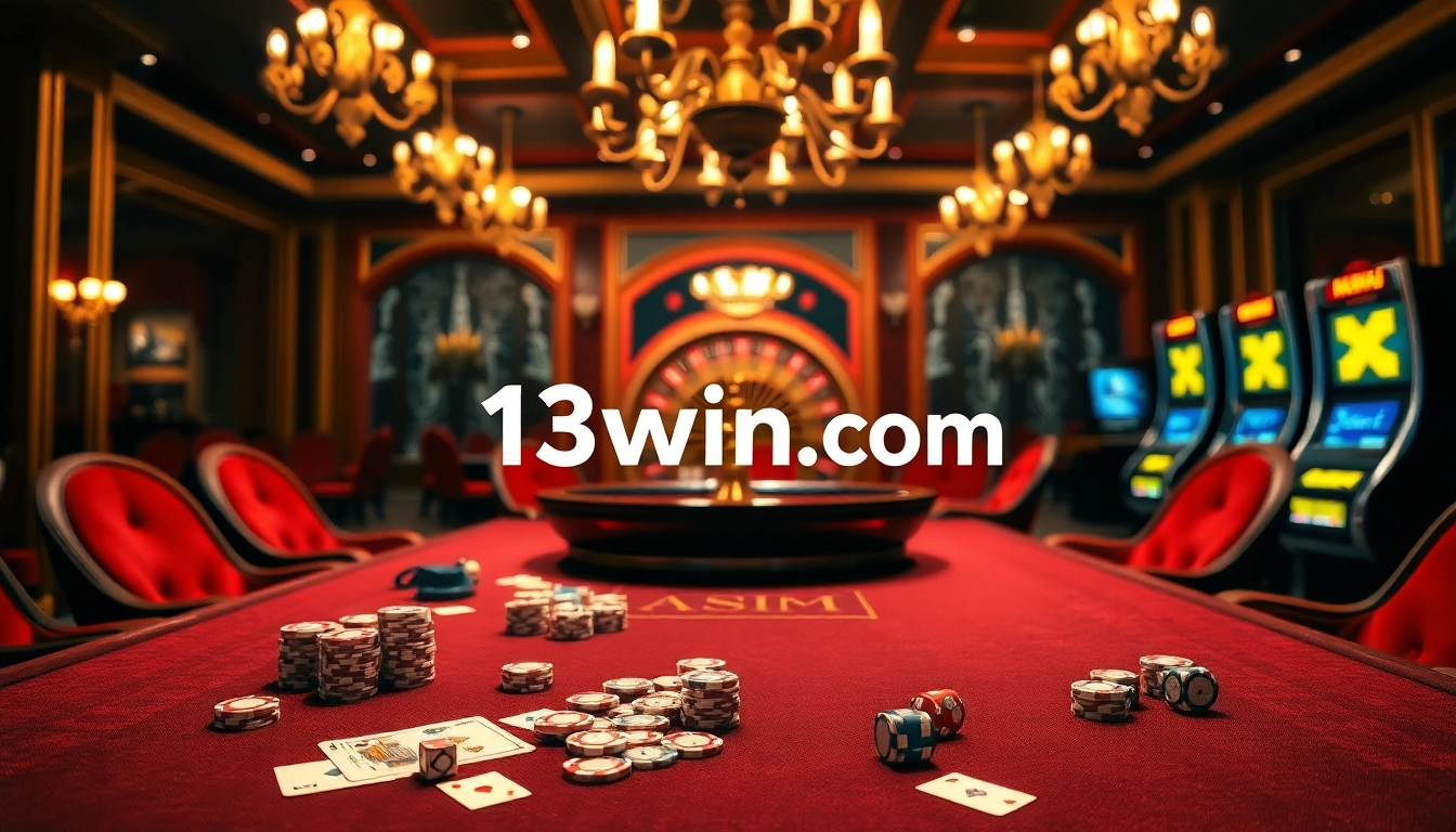 Engage in vibrant gameplay at 13win com with an elegant casino table filled with chips and cards.