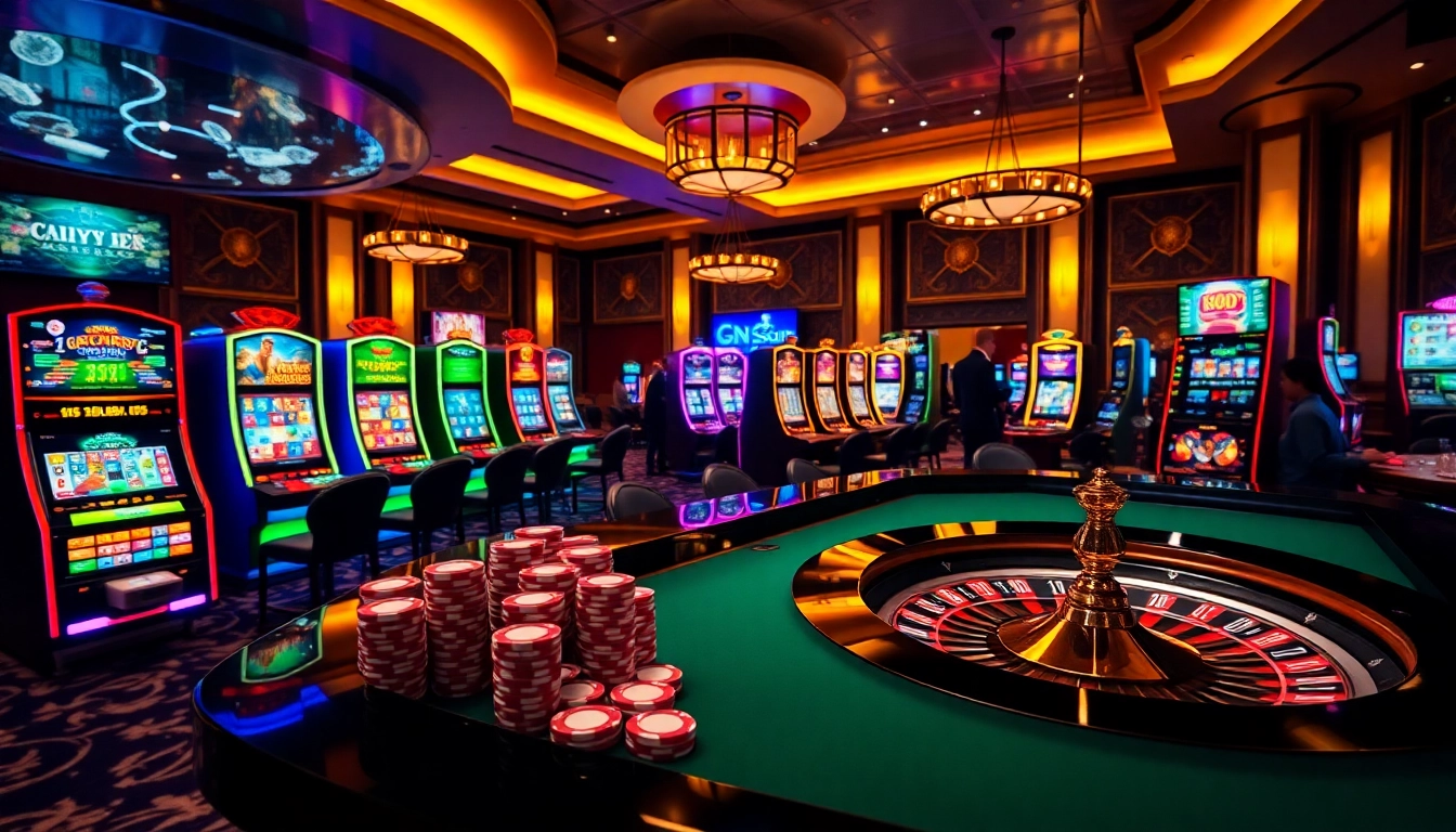Experience the thrills of idnslot gaming with lively casino tables and vibrant slot machines.